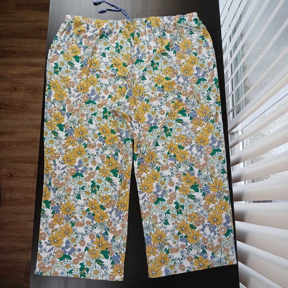 Sonoma Yellow Floral Pajama Lounge Pants 3X pockets full length PJ sleepwear - Picture 3 of 12